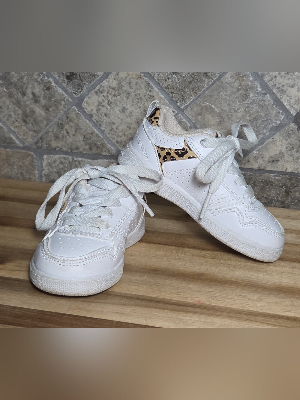 Champion Lore Cheetah Inset Court Low White Toddler Shoe Size 6 M